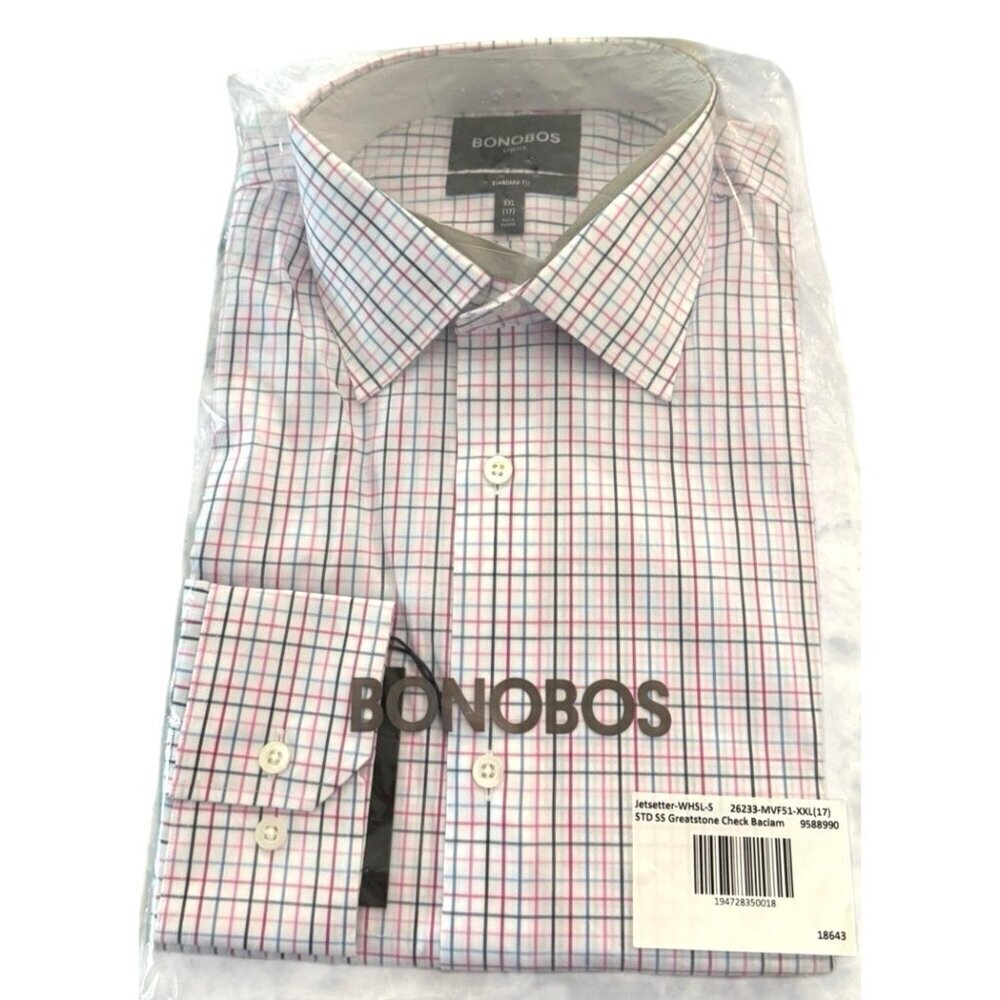Bonobos Mens Standard Fit Jetsetter Greatstone Check Baclam Shirt Size XXL